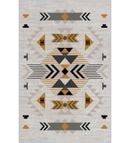 Eliana Home Baskılı, Yıkanabilir Kaymaz Taban Salon Halısı LNA0209-SD1103 100x150 cm (Krem)
