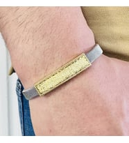 Gümüş Erkek Bileklik ,14K Altın Kaplama,Sim Desen İsim Yazılabilir,Şık Hediye (Gold)