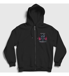 Presmono Unisex Siyah T 800 Film The Terminator Fermuarlı Kapüşonlu Sweatshirt 254847tt