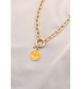 Yeni Sezon Sarı Renk Smile Model Retro Gold Metal Kolye (Çok Renkli)