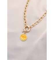 Yeni Sezon Sarı Renk Smile Model Retro Gold Metal Kolye (Çok Renkli)