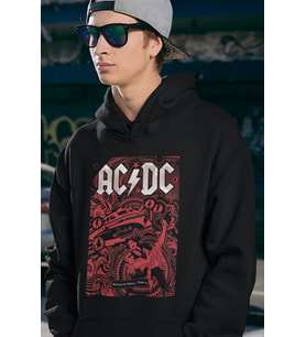 Rock In Roll AC DC Baskılı Unisex Oversize Hoodie