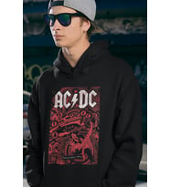 Rock In Roll AC DC Baskılı Unisex Oversize Hoodie