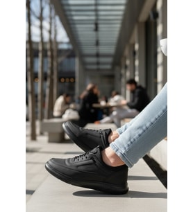 Enoch Hakiki Deri Dalgalı Nakış Detaylı Erkek Sneaker Ortopedik Taban