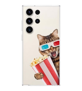 PrintiFy Samsung Galaxy S23 Ultra ile Uyumlu 1mm Slim Fit Kedi 1 050b Baskılı Şeffaf  Kılıf