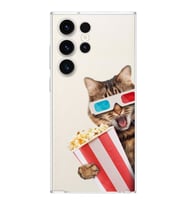 PrintiFy Samsung Galaxy S23 Ultra ile Uyumlu 1mm Slim Fit Kedi 1 050b Baskılı Şeffaf  Kılıf