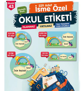 Okul Etiketi Kalem Defter Etiketi Özel İsim Yazılabilen Etiket- İsim Etiketi-OE43
