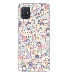 Samsung Galaxy A51 Uyumlu Sevimli Kediler Desenli Şeffaf Telefon Kılıfı
