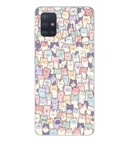 Samsung Galaxy A51 Uyumlu Sevimli Kediler Desenli Şeffaf Telefon Kılıfı