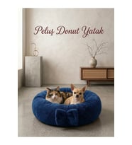 Rahat Pelüş Simit Yatak, Kedi ve Küçük Irk Köpekler İçin Mavi