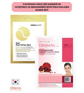 Dermal 3 Katmanlı Gold Göz Maskesi ve Nemlendirici Ve Yumuşatıcı Nar Özlü Kolajen Maske