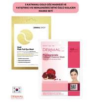 Dermal 3 Katmanlı Gold Göz Maskesi ve Nemlendirici Ve Yumuşatıcı Nar Özlü Kolajen Maske