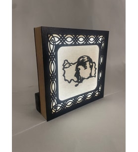 Işıklı Atatürk Silüeti ve Türkiye Haritası Dekoratif Ahşap İed Gece Lambası Beyaz
