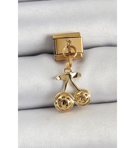 316L Çelik Sallantılı Zirkon Taşlı Fiyonk Model Gold Renk Nomination C316L Çel - HPSBYI4438-4