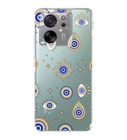 PrintiFy Xiaomi Mi 13T Pro ile Uyumlu Nazar Boncuğu 5 Baskılı Kamera Korumalı Şeffaf Silikon Kılıf