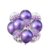 Konfetili Mor Balon Demeti 10 Adet