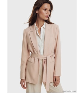 LCW Modest Pembe Beli Kuşaklı Kadın Blazer Ceket