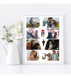 KİŞİYE ÖZEL TASARIM HEDİYE LOVE  KOLAJ BEYAZ   FOTOĞRAF ÇERÇEVESİ 21X30