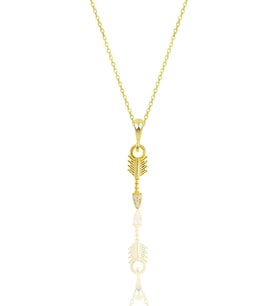 Gümüş altın yaldızlı zirkon taşlı ok kolye SGTL11876GOLD