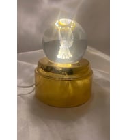 3D Led Işık Cam Küre Tek Renk Kristal Küre Fanta zi Dekoru Gece Lambası Günışığı Gold Dönene Kaideli