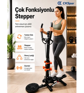 CKSpor Çok Fonksiyonlu Stepper Egzersiz Aleti Twister Diskli Dambıllı Direnç Lastikli Kondisyon Alet