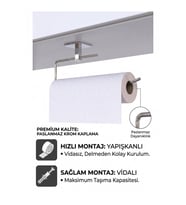 Krom Solo Havluluk Rulo Havlu Tutucu Yapışkanlı