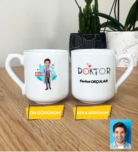 Doktor Hediye Oval Kupa Bardak Erkek Doktora Tıp Bayramı Hediyesi