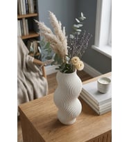 Pera Modern Dekoratif Vazo & Çiçeklik Şık Salon Objesi - Meşe