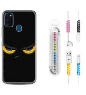 Samsung M21 M22 M23 M30 M31S M32 Kılıf Kablo Koruma Spiral Silikon Black Eyes 1644