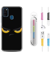 Samsung M21 M22 M23 M30 M31S M32 Kılıf Kablo Koruma Spiral Silikon Black Eyes 1644