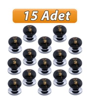 15 Adet Asya Kulp Siyah Polimer Düğme Kulp Krom Tabla Mobilya Mutfak Dolabı Çekmece Kulbu Kulpları