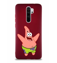 Xiaomi Redmi Note 8 Pro Soft Premier Kapak Patrick Yıldız Tasarımlı Silikon Kılıf - Mürdüm (Şeffaf)