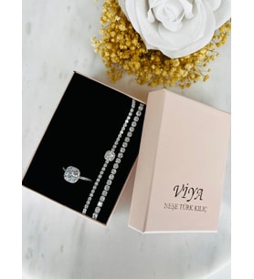 Love 3'lü Set Bileklik Yüzük Set Sevgiliye Kız Arkadaşa Hediye (Silver)