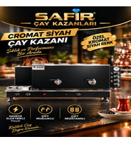 SAFİR 4 GÖZLÜ KROMAT SİYAH TAM OTOMATİK ÇAY KAZANI SADECE ELEKTRİKLİ PLEYTLİ ÇAY MAKİNESİ ÇAY SEMAVERİ
