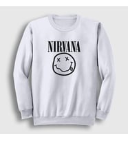 Presmono Unisex Beyaz Logo Nirvana Sweatshirt 99551tt (Beyaz)
