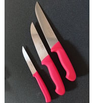 Aşırı Keskin Solingen SWAG 3'Lü Kurban Bıçağı Seti (33cm-29cm-22cm) (Kırmızı)