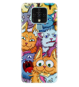 Tecno Camon 16 18P Pova Pova 3 Pova Neo Kılıf Desemli Silikon Kediler 1723