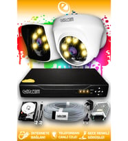 ELITCAM 2 Kameralı Kare 1 İç Kamera Set 500 GB HDD Full HD Renkli Gece Görüşlü Güvenlik Kamerası Sistemi