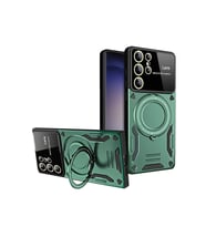Galaxy S24 Ultra Kılıf Joy Lens Standlı Kapak - Koyu Yeşil