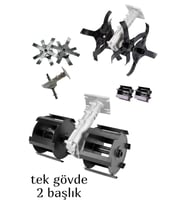 Toprak Eşeleme Çapa Aparatı Tek Gövde 2 Başlık Çim Biçme Tırpan Motorlara Çapa Motorlara Uyumlu 26x9 (Siyah)
