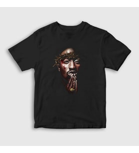 Presmono Unisex Çocuk Siyah Thorns Tupac Shakur T-Shirt 46421tt