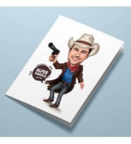 Kişiye Özel Yakışıklı Kovboy Karikatürlü Tebrik Kartı