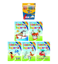 3-6 Yaş Arkadaşım Boyama Kitapları 5li +Bic Kids 12li Keçeli Boya (Beyaz)