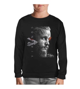 Vikings - Ragnar II Siyah Çocuk Sweatshirt