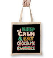 Cute Keep Calm & Eat Chocolate Bunnies Easter Bez Çanta Uzun Saplı