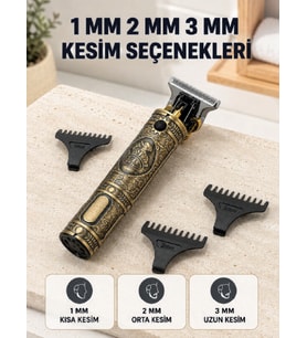Profesyonel Saç ve Sakal Tıraş Makinesi 1500 mAh Bataryalı 1 2 3 mm Taraklı
