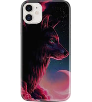 Apple iPhone 11 12 13 Mini Kılıf Desemli Silikon Wolf and Moon 1380