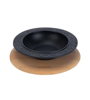 Lava Döküm Yuvarlak Çorba Kasesi Kayın Servis Ahşabı. Çap(Ø)19cm.