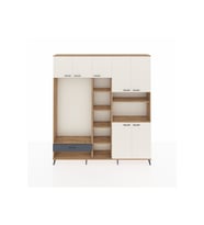 Arges Dolap 11 Raflı Tek Çekmeceli 7 Kapaklı 220x30x243 Çam-Aytaşı/Antrasit