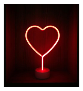 Neon Işıklı Kalp Masa Gece Lambası PİL+USB